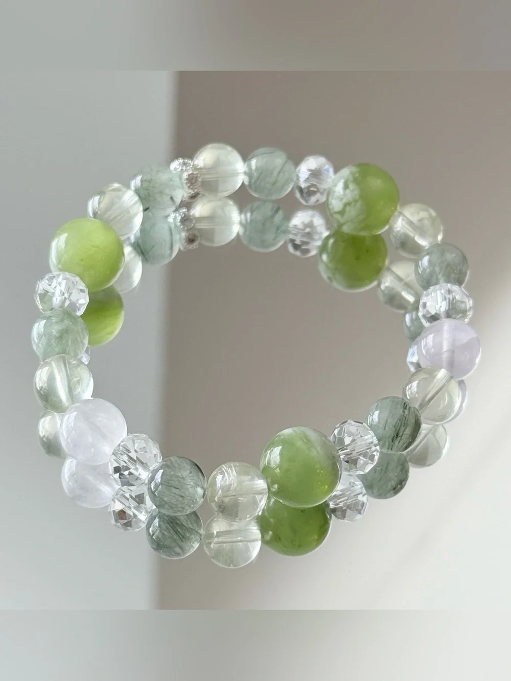 Natural Crystal Bracelet | Jade, Green Rutilated Quartz, Lemon Quartz